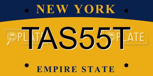 TAS55T New York License Plate