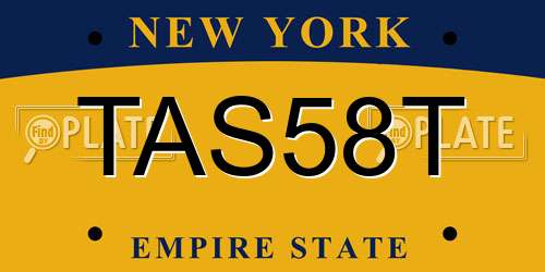 TAS58T New York License Plate