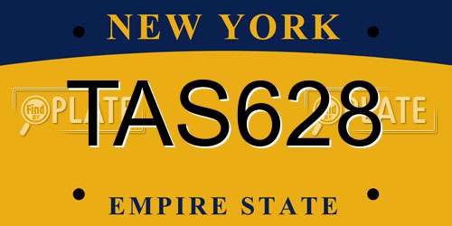 TAS628 New York License Plate