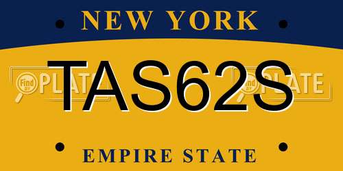TAS62S New York License Plate