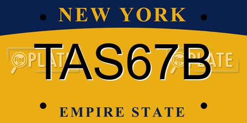 TAS67B New York License Plate
