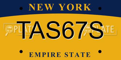 TAS67S New York License Plate