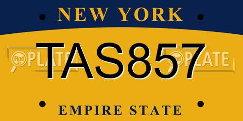 TAS857 New York License Plate