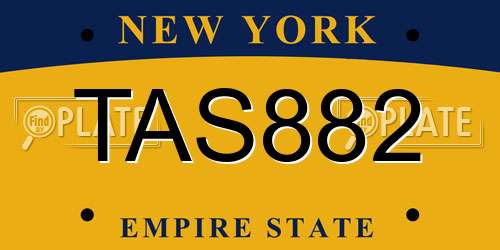 TAS882 New York License Plate