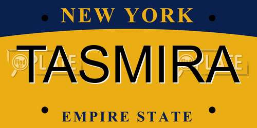 TASMIRA New York License Plate