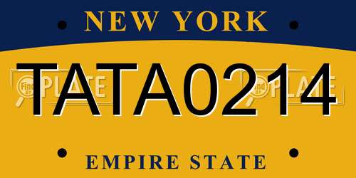 TATA0214 New York License Plate