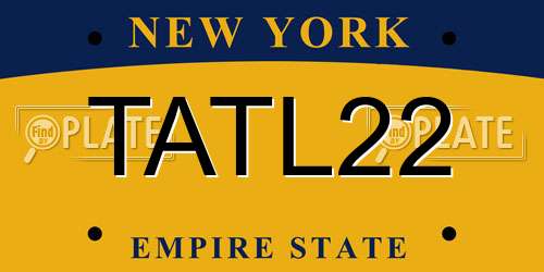 TATL22 New York License Plate