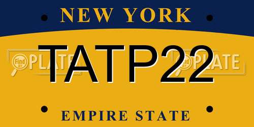 TATP22 New York License Plate