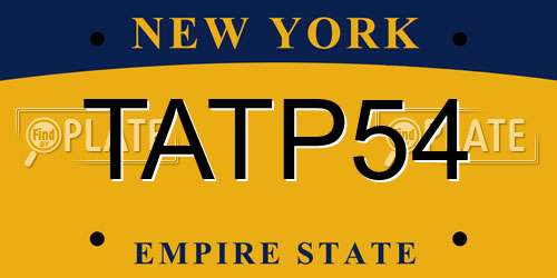 TATP54 New York License Plate