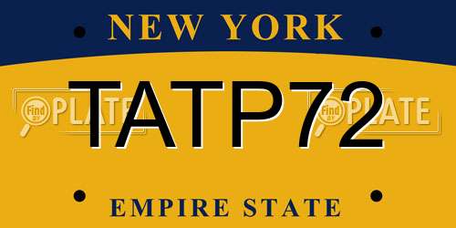 TATP72 New York License Plate