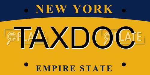 TAXDOC New York License Plate