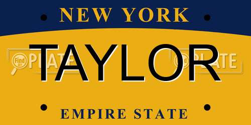 TAYLOR New York License Plate