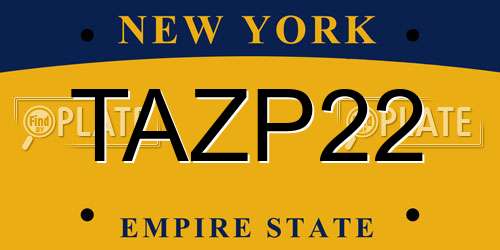 TAZP22 New York License Plate