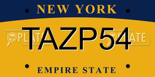 TAZP54 New York License Plate