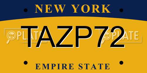 TAZP72 New York License Plate