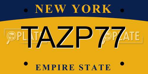 TAZP77 New York License Plate