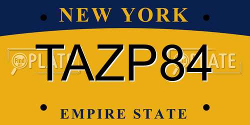 TAZP84 New York License Plate