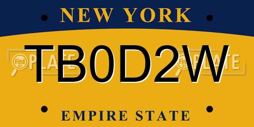 TB0D2W New York License Plate
