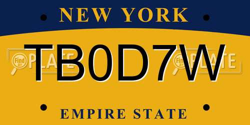 TB0D7W New York License Plate