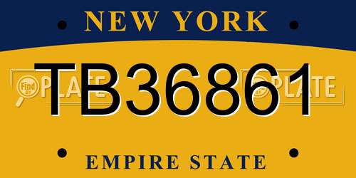 TB36861 New York License Plate