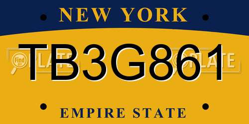 TB3G861 New York License Plate