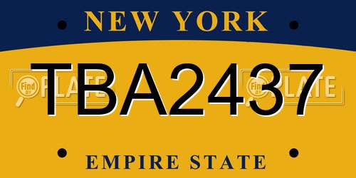 TBA2437 New York License Plate