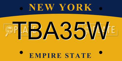 TBA35W New York License Plate