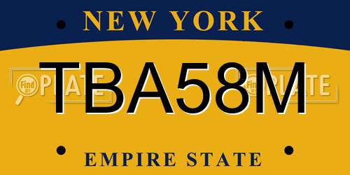 TBA58M New York License Plate