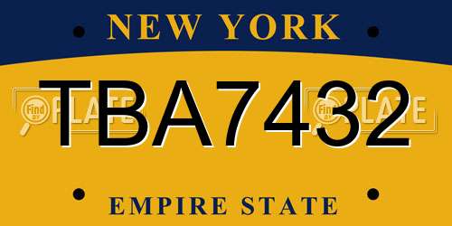 TBA7432 New York License Plate