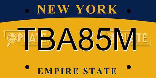 TBA85M New York License Plate