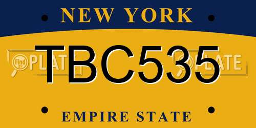 TBC535 New York License Plate