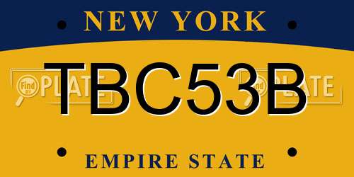 TBC53B New York License Plate