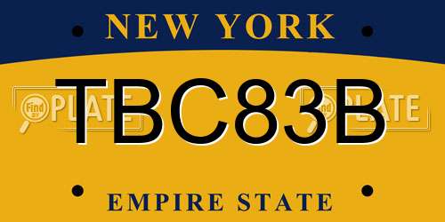 TBC83B New York License Plate