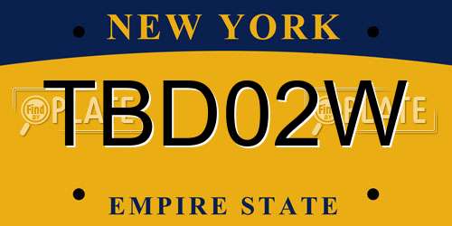 TBD02W New York License Plate