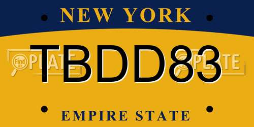 TBDD83 New York License Plate