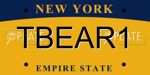 TBEAR1 New York License Plate