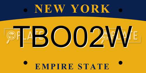 TBO02W New York License Plate