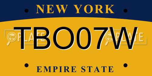 TBO07W New York License Plate
