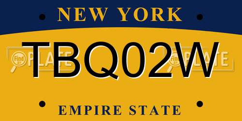 TBQ02W New York License Plate