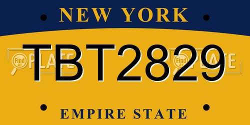 TBT2829 New York License Plate