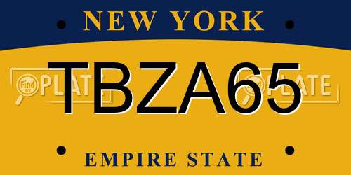 TBZA65 New York License Plate