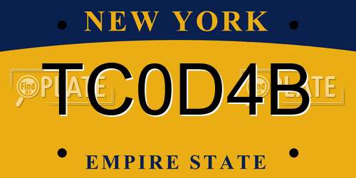 TC0D4B New York License Plate