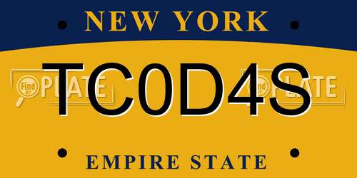 TC0D4S New York License Plate