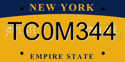 TC0M344 New York License Plate