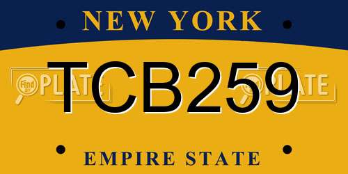 TCB259 New York License Plate