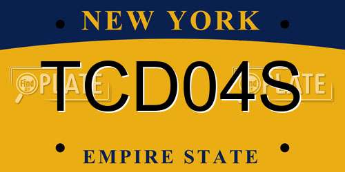 TCD04S New York License Plate