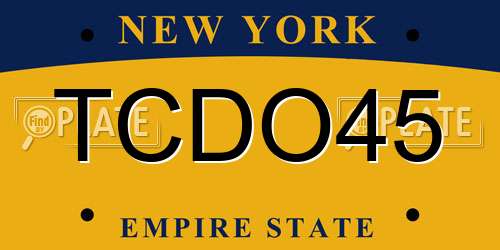 TCDO45 New York License Plate