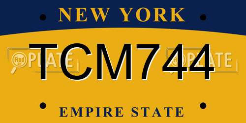 TCM744 New York License Plate