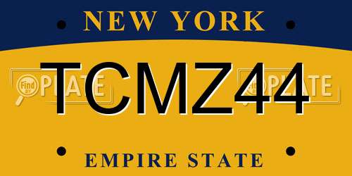 TCMZ44 New York License Plate