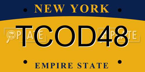 TCOD48 New York License Plate